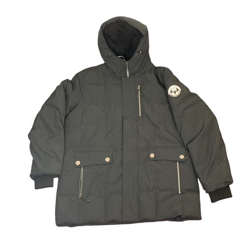 Arctic expedition men’s black hooded winter coat size xl